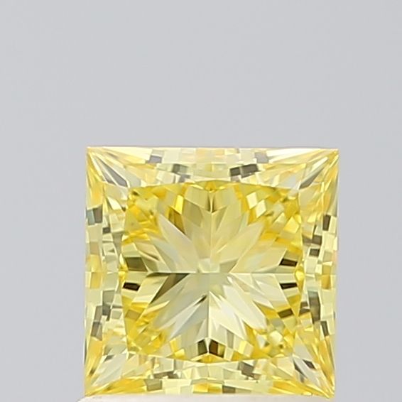 Lab-Grown Princess Diamond - 1.0 Carats, Fancy Vivid Yellow Color, VVS2 Clarity - Certified by IGI - Report Number: LG660445944