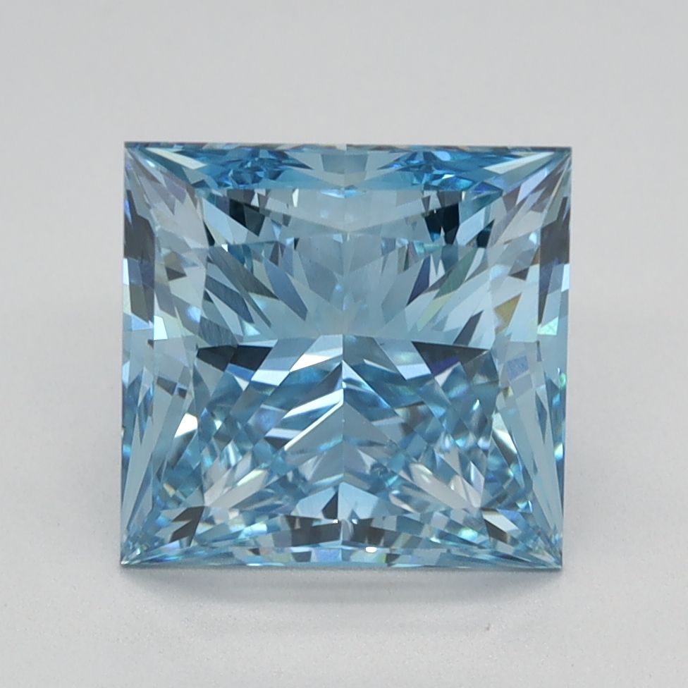 Lab-Grown Princess Diamond - 2.81 Carats, Fancy Vivid Blue Color, VVS2 Clarity - Certified by IGI - Report Number: LG586338251