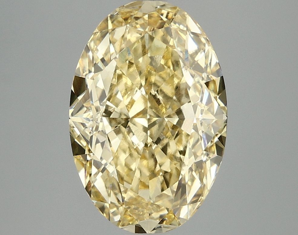 Lab-Grown Oval Diamond - 4.05 Carats, Fancy Vivid Yellow Color, VVS2 Clarity - Certified by IGI - Report Number: LG677549914