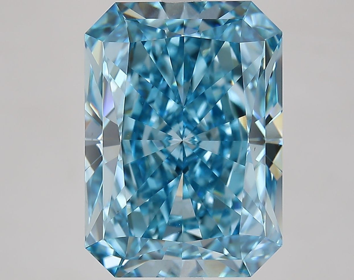 Lab-Grown Radiant Diamond - 8.62 Carats, Fancy Vivid Blue Color, VS1 Clarity - Certified by IGI - Report Number: LG668464749