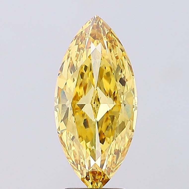 Lab-Grown Marquise Diamond - 4.59 Carats, Fancy Vivid Yellow Color, VS2 Clarity - Certified by IGI - Report Number: LG670484798