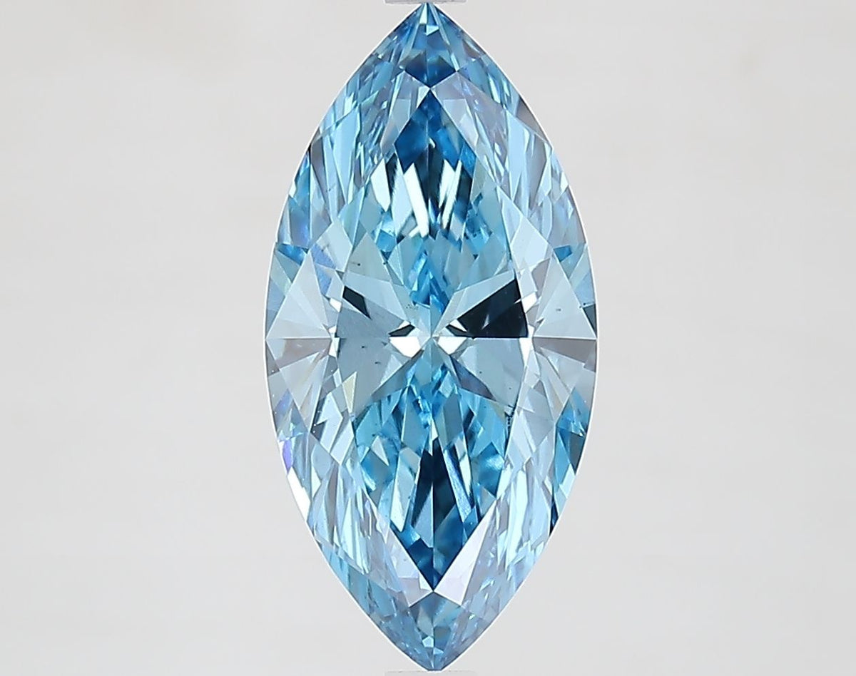 Lab-Grown Marquise Diamond - 2.7 Carats, Fancy Vivid Blue Color, VS1 Clarity - Certified by IGI - Report Number: LG662471753
