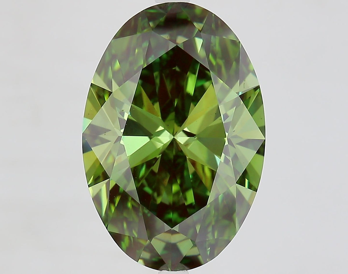 Lab-Grown Oval Diamond - 8.12 Carats, Fancy Vivid Green Color, VS1 Clarity - Certified by IGI - Report Number: LG681573051