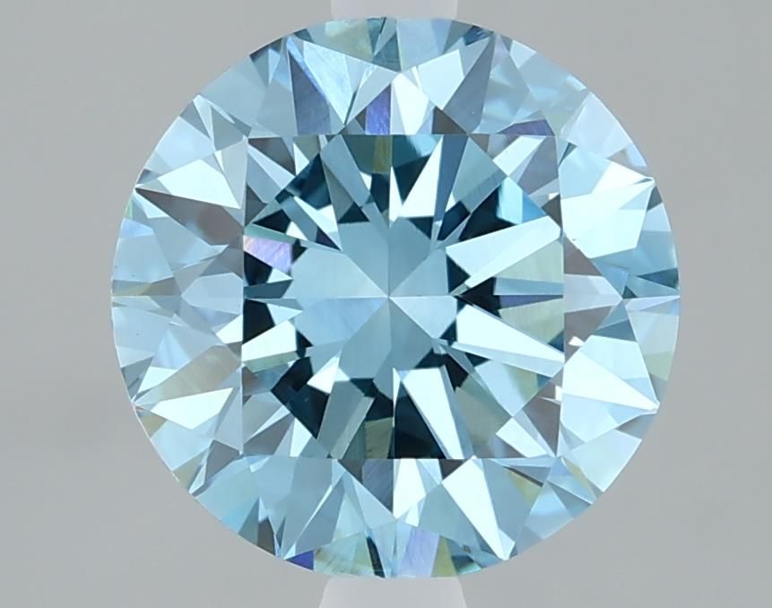 Lab-Grown Round Diamond - 2.09 Carats, Fancy Vivid Blue Color, VVS2 Clarity - Certified by IGI - Report Number: LG610317134