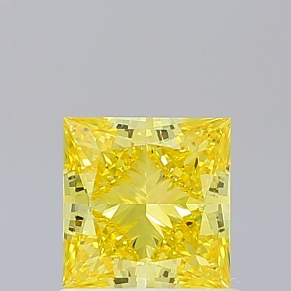 Lab-Grown Princess Diamond - 1.02 Carats, Fancy Vivid Yellow Color, IF Clarity - Certified by IGI - Report Number: LG660436137