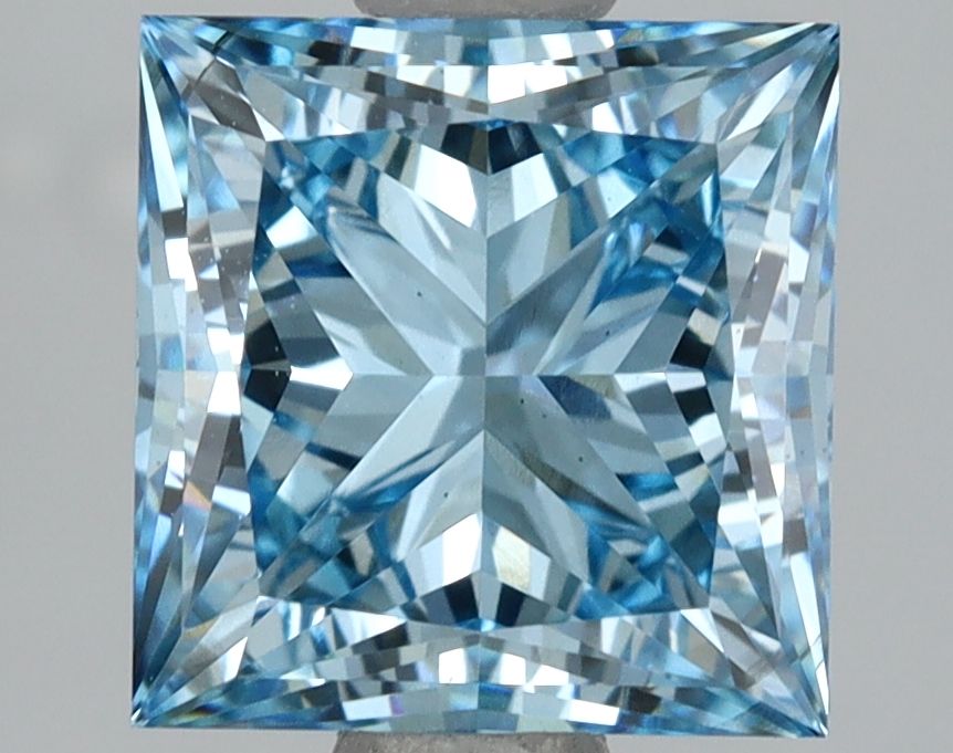 Lab-Grown Princess Diamond - 2.55 Carats, Fancy Vivid Blue Color, VS2 Clarity - Certified by IGI - Report Number: LG654408680