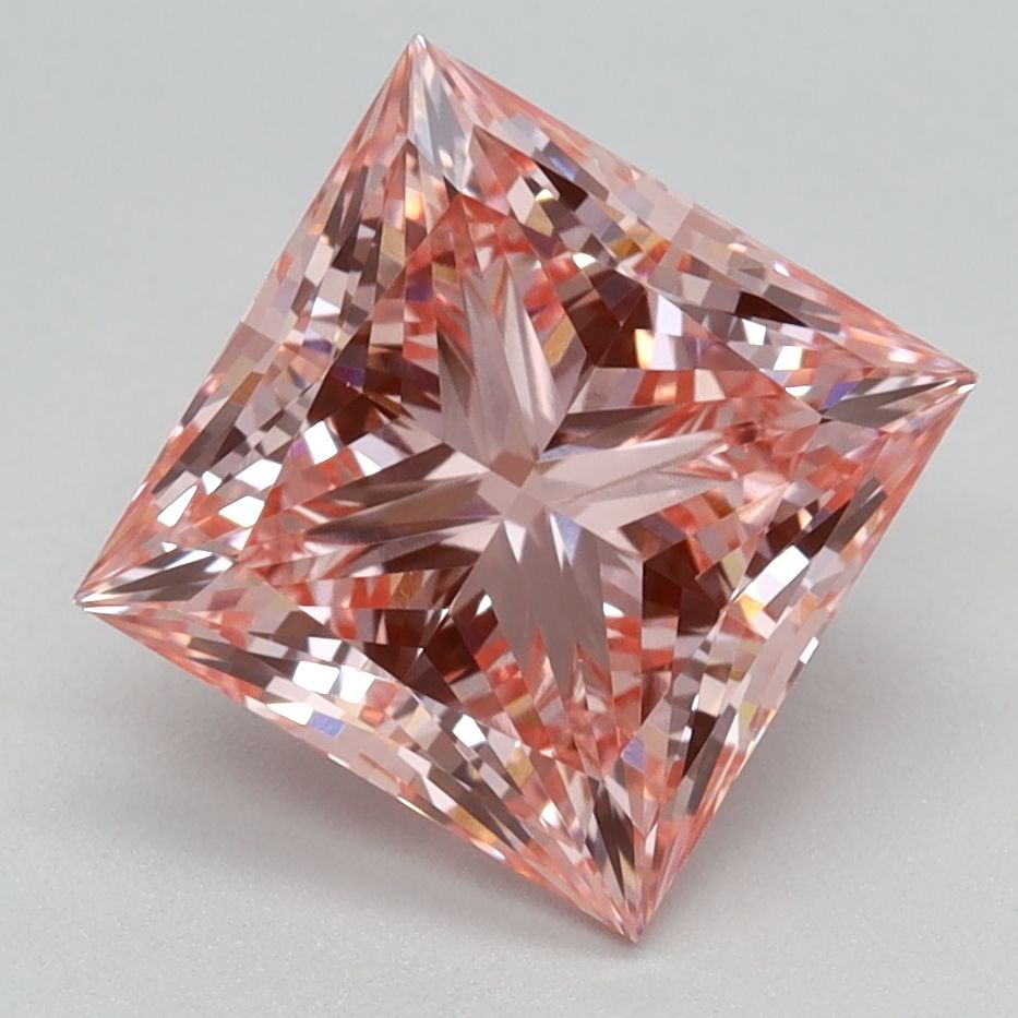Lab-Grown Princess Diamond - 2.48 Carats, Fancy Vivid Pink Color, VVS2 Clarity - Certified by IGI - Report Number: LG576358874