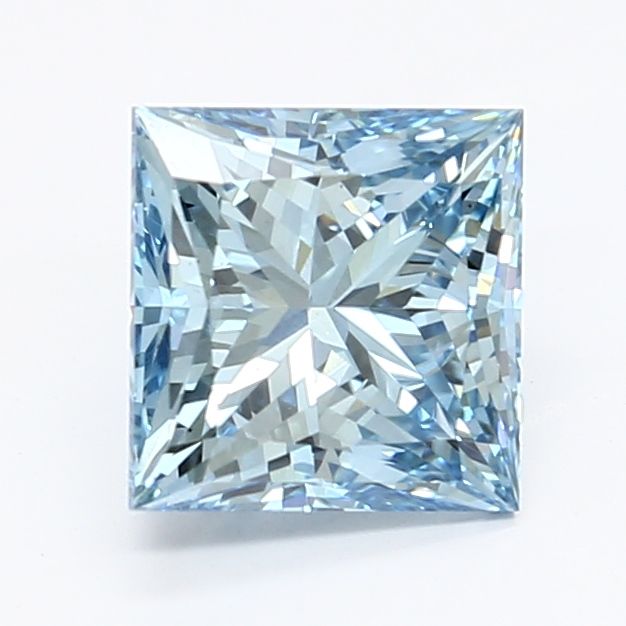 Lab-Grown Princess Diamond - 1.6 Carats, Fancy Vivid Blue Color, VS1 Clarity - Certified by IGI - Report Number: LG633433904