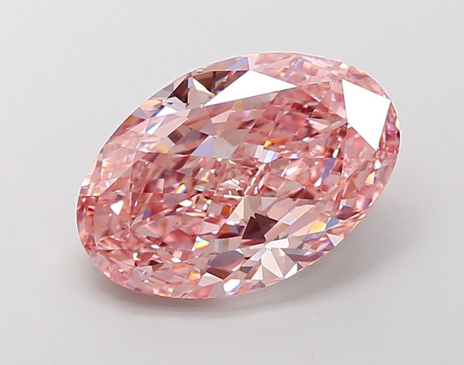 Lab-Grown Oval Diamond - 7.02 Carats, Fancy Intense Pink Color, VS1 Clarity - Certified by IGI - Report Number: LG683582421