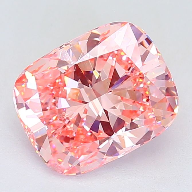 Lab-Grown Cushion Diamond - 4.72 Carats, Fancy Intense Pink Color, VS1 Clarity - Certified by IGI - Report Number: LG675550741