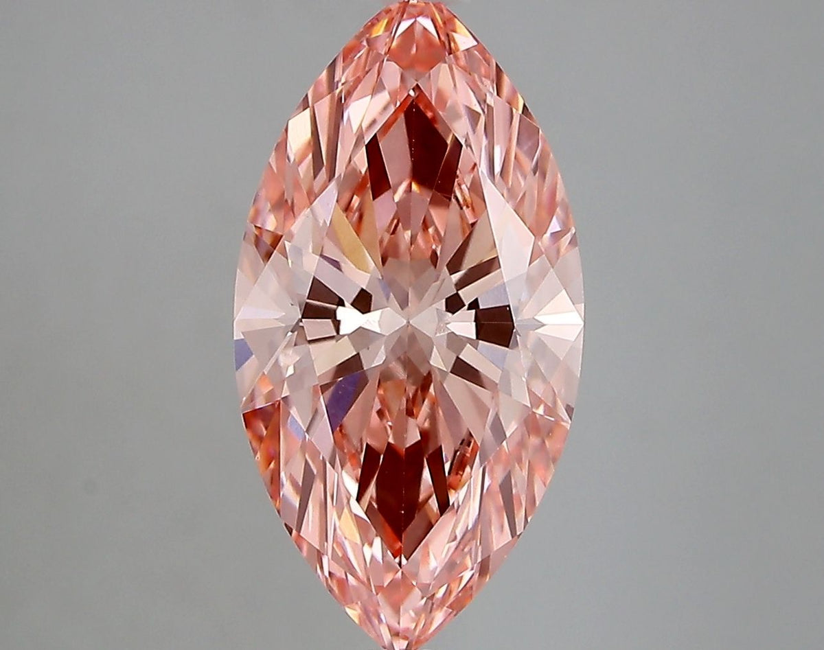 Lab-Grown Marquise Diamond - 3.02 Carats, Fancy Vivid Pink Color, VVS2 Clarity - Certified by IGI - Report Number: LG669450216