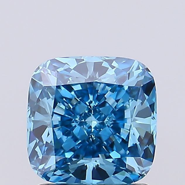 Lab-Grown Cushion Diamond - 1.54 Carats, Fancy Vivid Blue Color, VVS2 Clarity - Certified by IGI - Report Number: LG679514049
