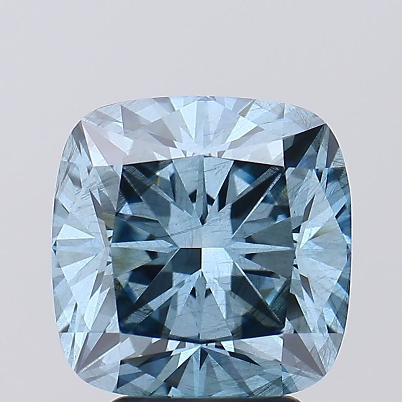 Lab-Grown Cushion Diamond - 4.04 Carats, Fancy Vivid Blue Color, VS2 Clarity - Certified by IGI - Report Number: LG603357413