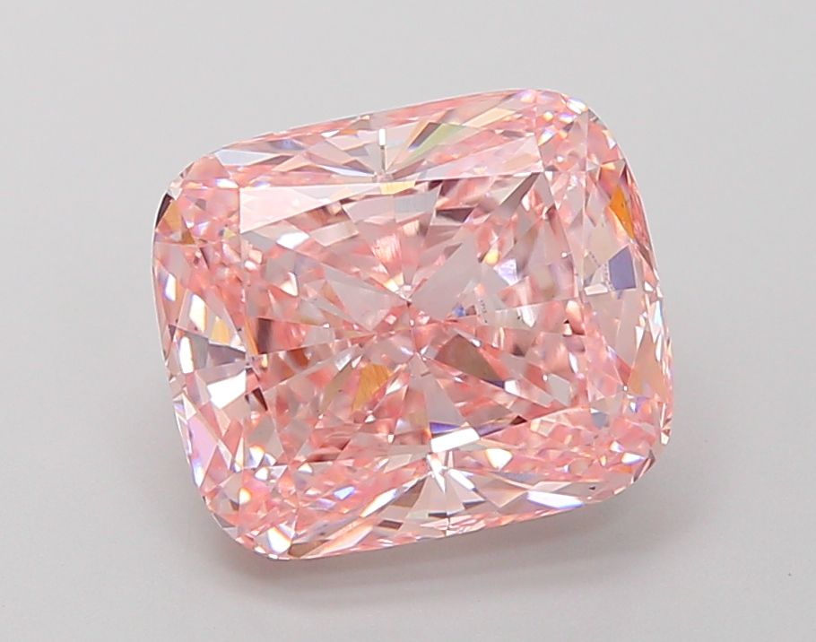 Lab-Grown Cushion Diamond - 4.74 Carats, Fancy Vivid Pink Color, VS2 Clarity - Certified by IGI - Report Number: LG647474713