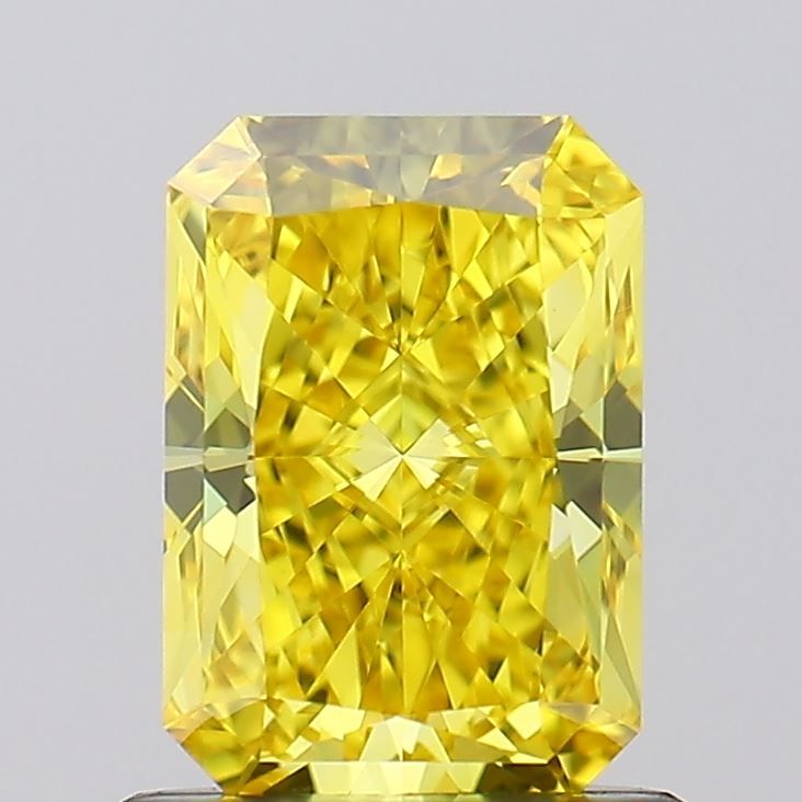Lab-Grown Radiant Diamond - 1.01 Carats, Fancy Vivid Yellow Color, VVS2 Clarity - Certified by IGI - Report Number: LG618468127