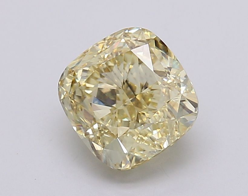 Lab-Grown Cushion Diamond - 2.1 Carats, Fancy Yellow Color, VS1 Clarity - Certified by IGI - Report Number: LG595381226