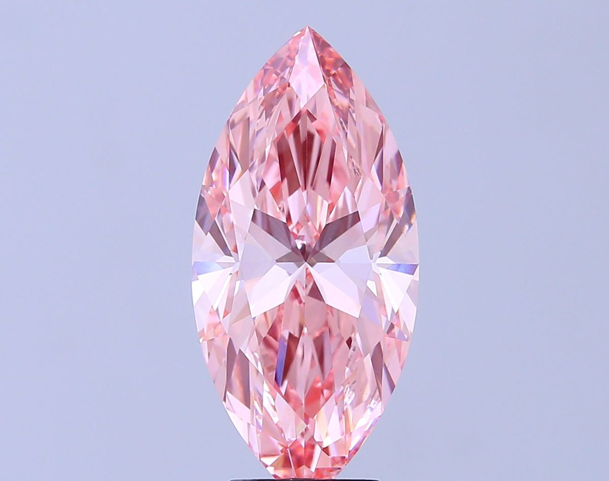Lab-Grown Marquise Diamond - 5.08 Carats, Fancy Vivid Pink Color, VS1 Clarity - Certified by IGI - Report Number: LG675587570
