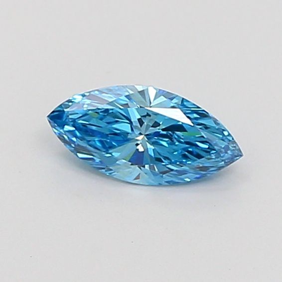 Lab-Grown Marquise Diamond - 0.38 Carats, Fancy Vivid Blue Color, VVS2 Clarity - Certified by IGI - Report Number: LG665421719