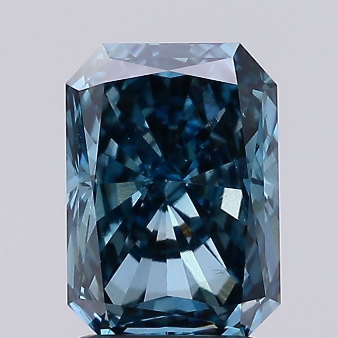 Lab-Grown Radiant Diamond - 2.0 Carats, Fancy Vivid Greenish Blue Color, VS2 Clarity - Certified by IGI - Report Number: LG678524839