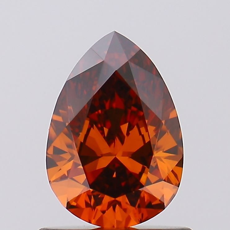 Lab-Grown Pear Diamond - 0.78 Carats, Fancy Vivid Orange Color, VS1 Clarity - Certified by IGI - Report Number: LG591359429
