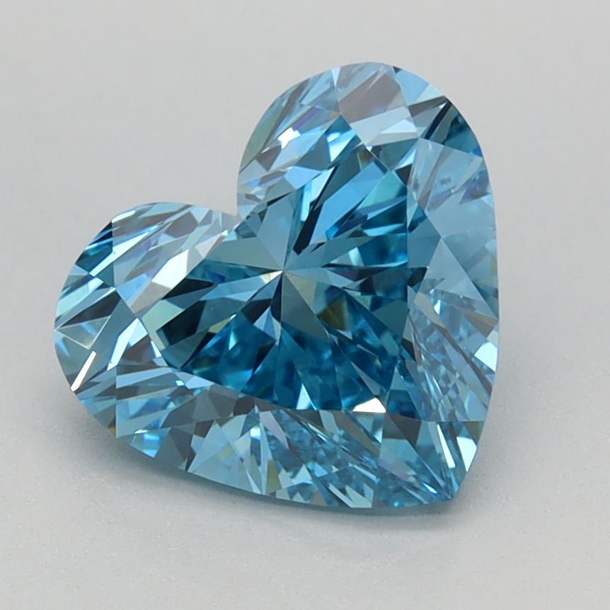 Lab-Grown Heart Diamond - 1.56 Carats, Fancy Vivid Blue Color, VVS2 Clarity - Certified by IGI - Report Number: LG667448608