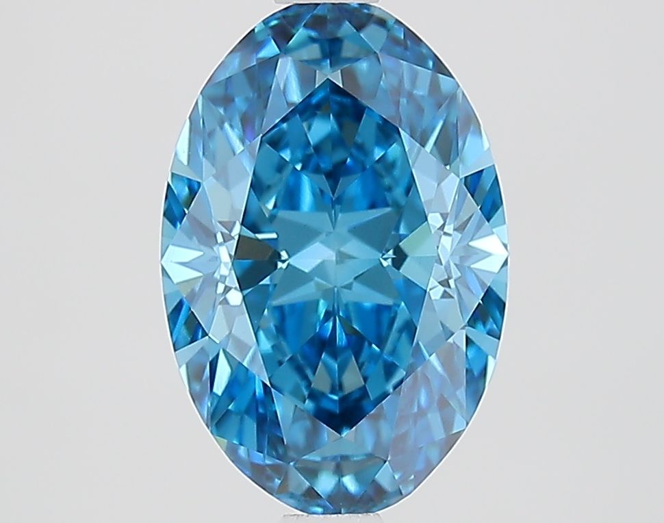 Lab-Grown Oval Diamond - 2.08 Carats, Fancy Vivid Blue Color, VVS2 Clarity - Certified by IGI - Report Number: LG686501598
