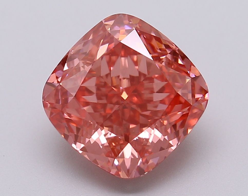 Lab-Grown Cushion Diamond - 3.02 Carats, Fancy Vivid Pink Color, VS1 Clarity - Certified by IGI - Report Number: LG611390149