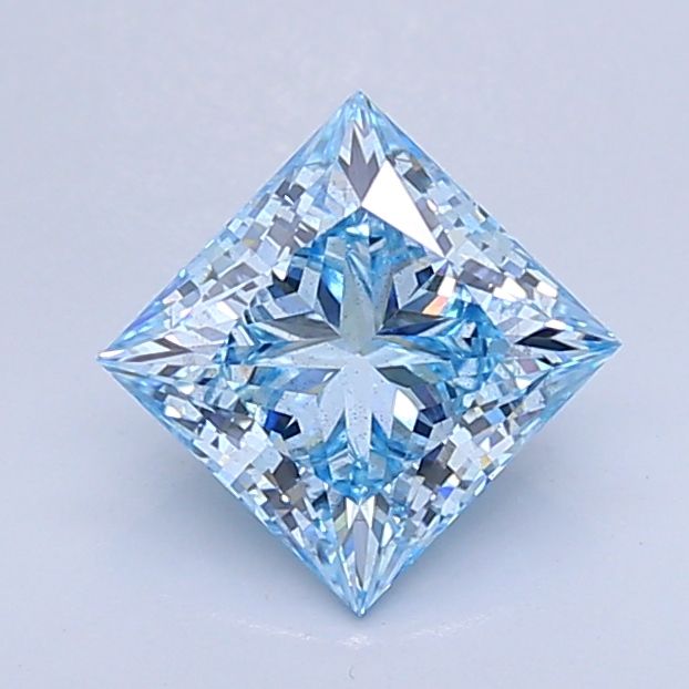 Lab-Grown Princess Diamond - 2.56 Carats, Fancy Intense Blue Color, SI1 Clarity - Certified by IGI - Report Number: LG652436861