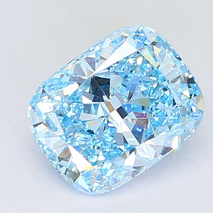 Lab-Grown Cushion Diamond - 4.03 Carats, Fancy Intense Blue Color, VS1 Clarity - Certified by IGI - Report Number: LG681514634