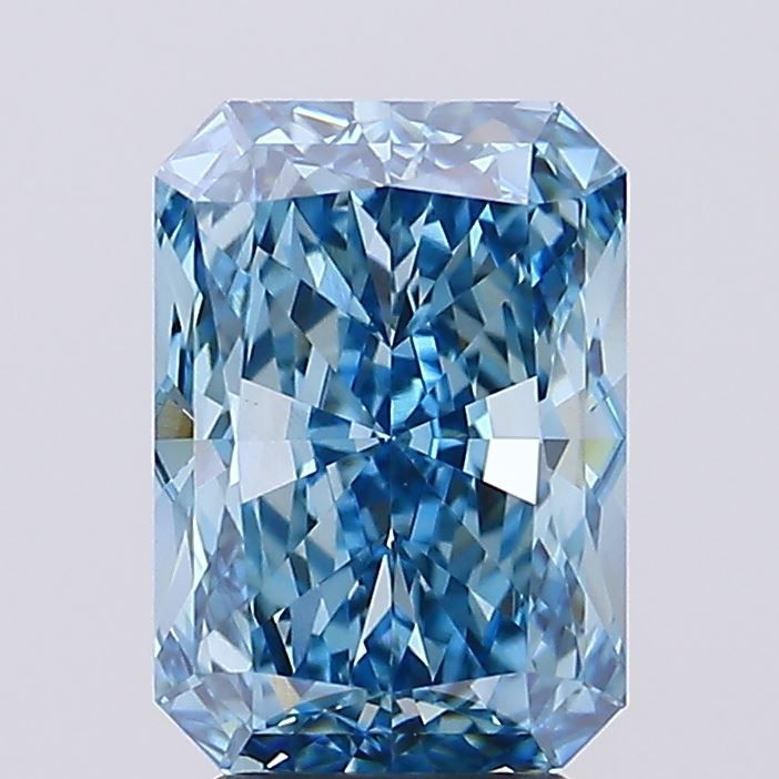 Lab-Grown Radiant Diamond - 4.06 Carats, Fancy Vivid Blue Color, VVS2 Clarity - Certified by IGI - Report Number: LG670448142