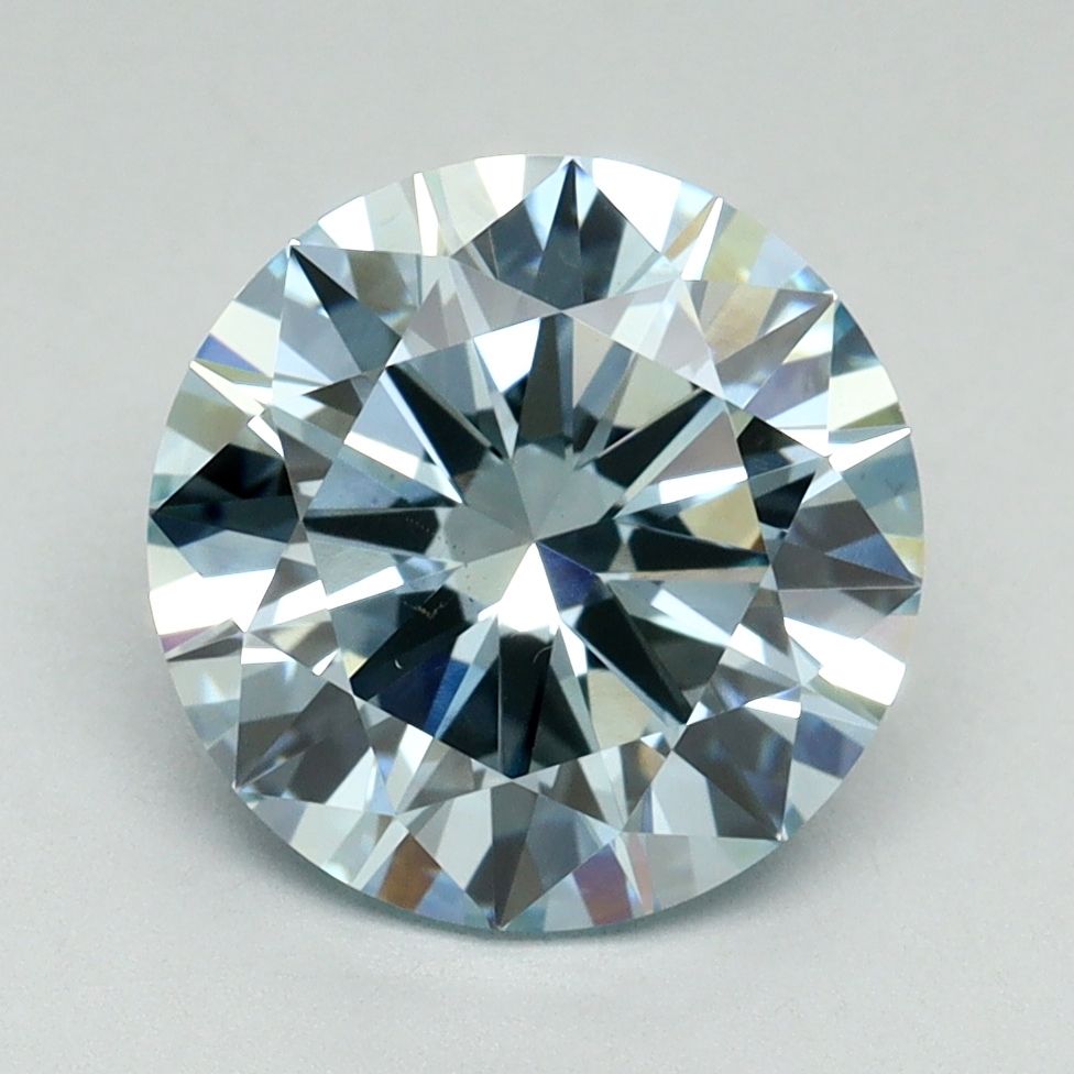 Lab-Grown Round Diamond - 3.01 Carats, Fancy Intense Blue Color, VVS2 Clarity - Certified by IGI - Report Number: LG636401507