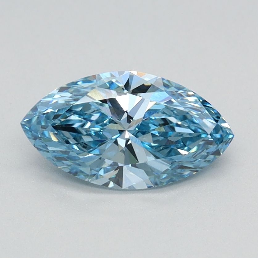 Lab-Grown Marquise Diamond - 0.75 Carats, Fancy Vivid Blue Color, VVS2 Clarity - Certified by IGI - Report Number: LG626424684