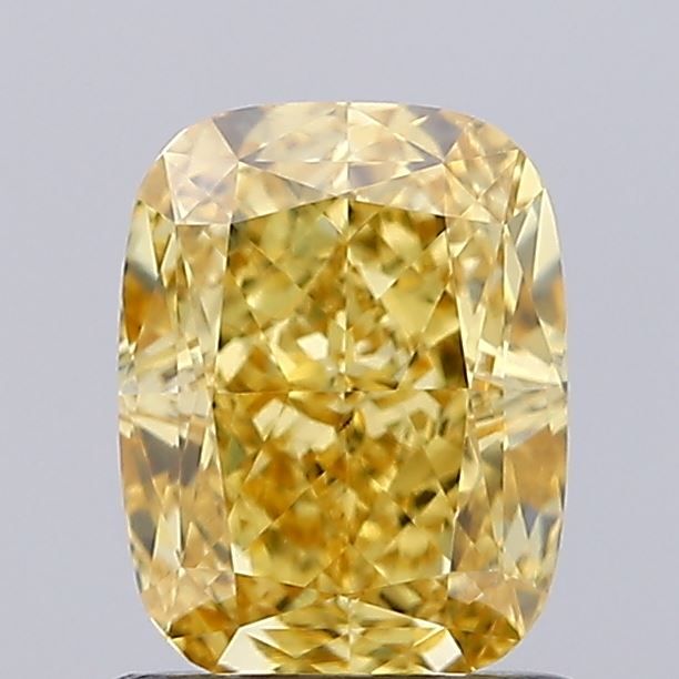 Lab-Grown Cushion Diamond - 1.12 Carats, Fancy Vivid Yellow Color, VS1 Clarity - Certified by IGI - Report Number: LG637468855
