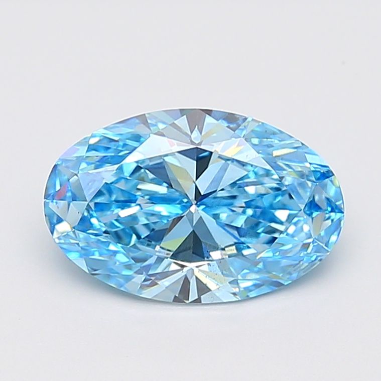Lab-Grown Oval Diamond - 4.03 Carats, Fancy Vivid Blue Color, VS2 Clarity - Certified by IGI - Report Number: LG683535229