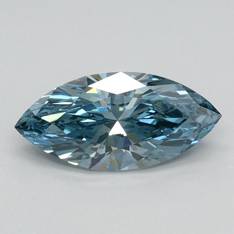 Lab-Grown Marquise Diamond - 0.55 Carats, Fancy Intense Blue Color, VS1 Clarity - Certified by IGI - Report Number: LG584356887