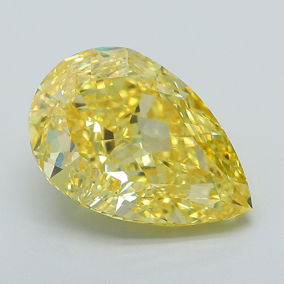 Lab-Grown Pear Diamond - 7.02 Carats, Fancy Vivid Yellow Color, VVS2 Clarity - Certified by IGI - Report Number: LG681573483