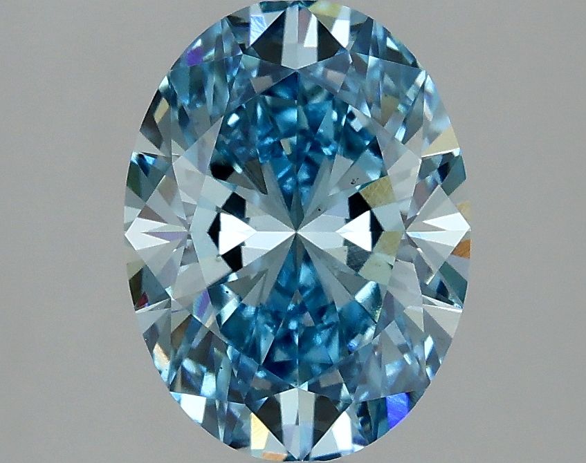 Lab-Grown Oval Diamond - 2.02 Carats, Fancy Vivid Blue Color, VS2 Clarity - Certified by IGI - Report Number: LG635401367