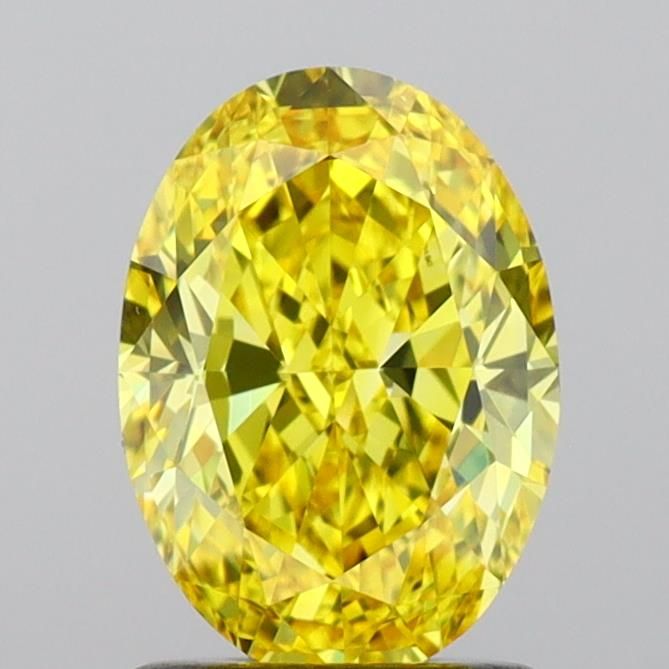 Lab-Grown Oval Diamond - 1.5 Carats, Fancy Vivid Yellow Color, VVS2 Clarity - Certified by IGI - Report Number: LG657459450
