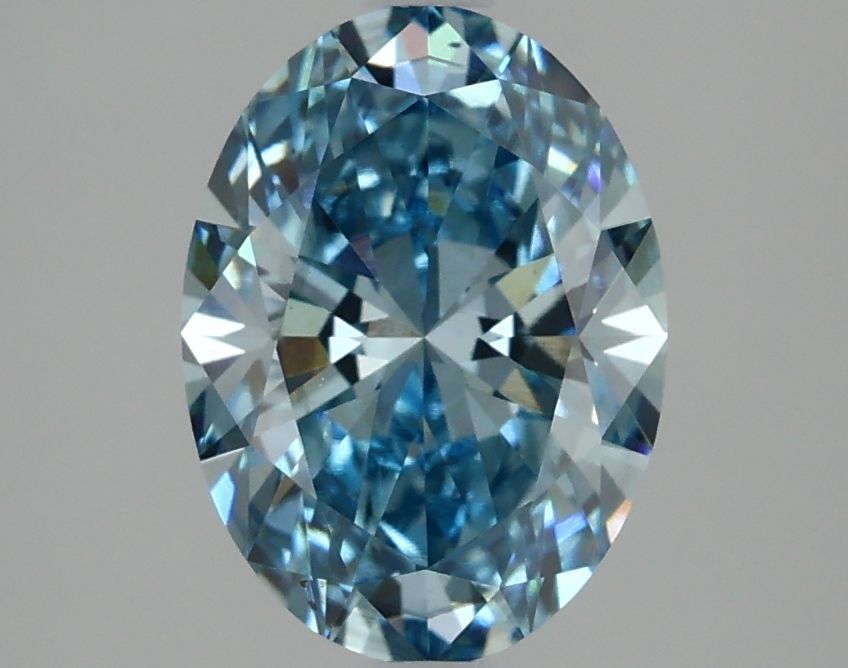 Lab-Grown Oval Diamond - 2.03 Carats, Fancy Vivid Blue Color, VS2 Clarity - Certified by IGI - Report Number: LG635470030