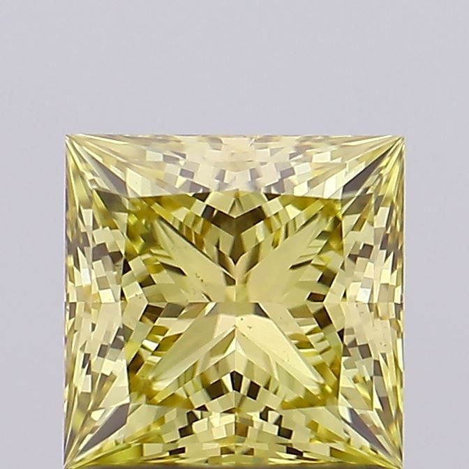 Lab-Grown Princess Diamond - 1.0 Carats, Fancy Vivid Yellow Color, VS1 Clarity - Certified by IGI - Report Number: LG689525815