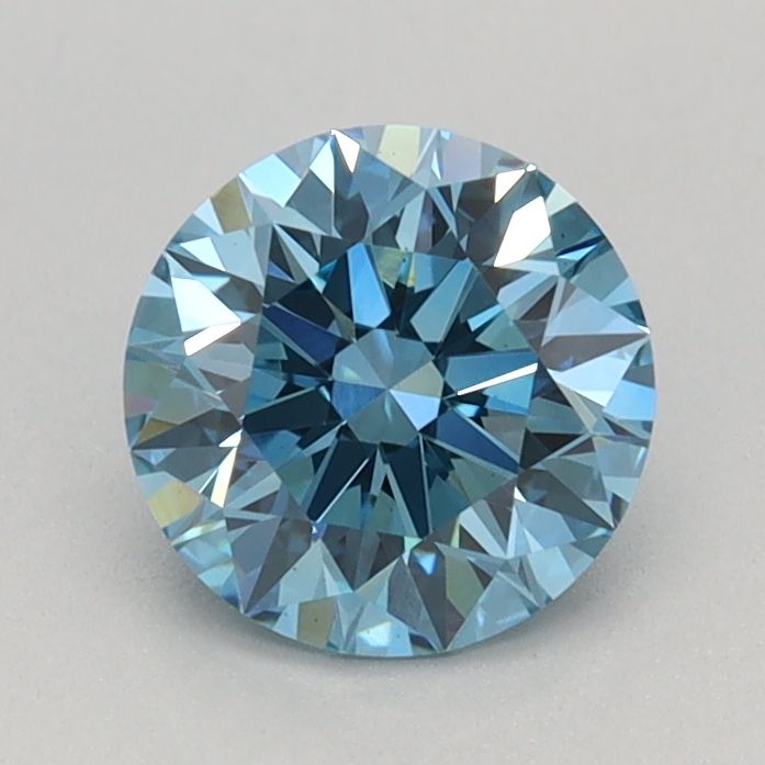 Lab-Grown Round Diamond - 0.74 Carats, Fancy Vivid Blue Color, VS1 Clarity - Certified by IGI - Report Number: LG670423608