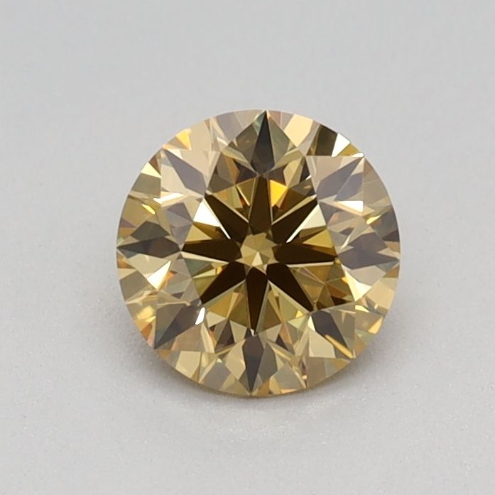 Lab-Grown Round Diamond - 0.45 Carats, Fancy Intense Brownish Yellow Color, VVS2 Clarity - Certified by IGI - Report Number: LG602370840