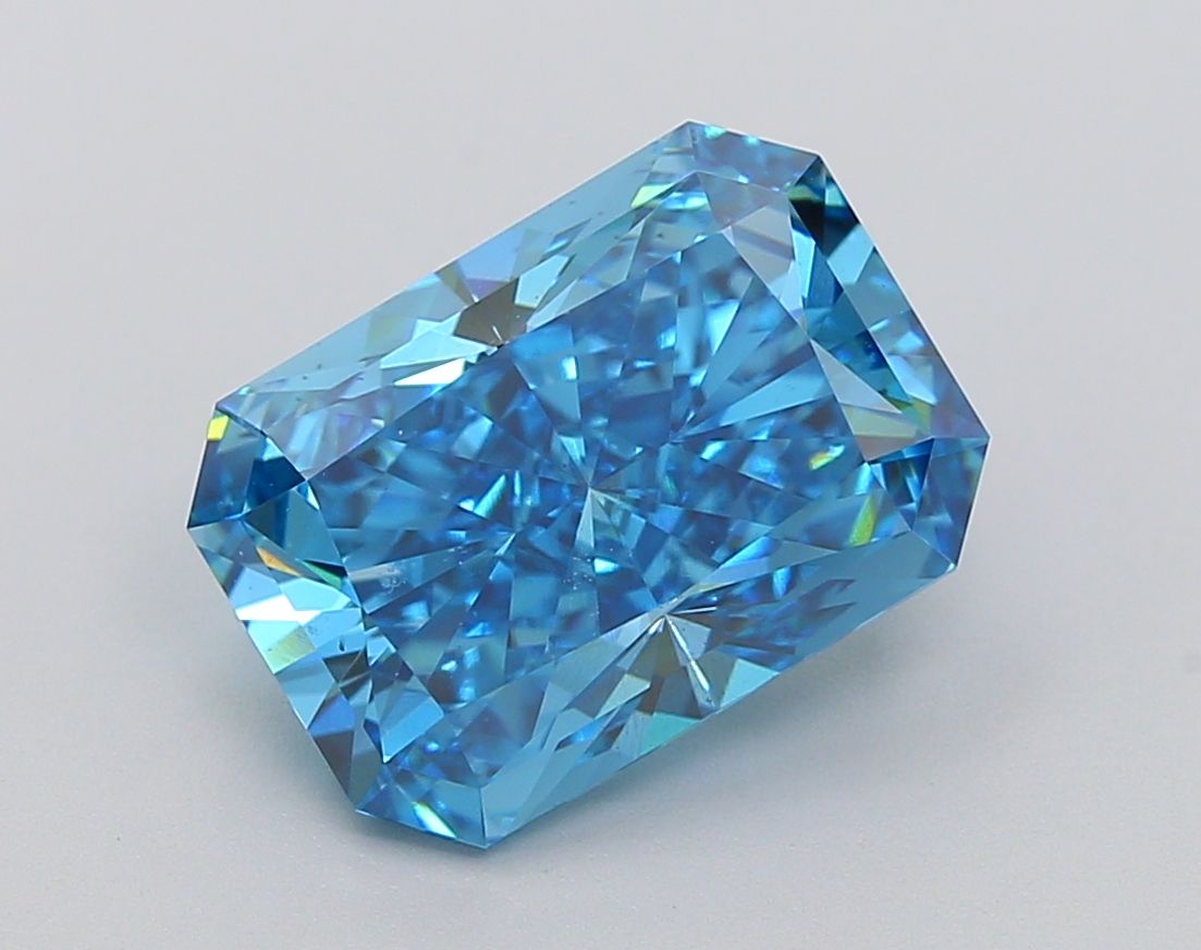 Lab-Grown Radiant Diamond - 5.01 Carats, Fancy Vivid Blue Color, VS2 Clarity - Certified by IGI - Report Number: LG640402294