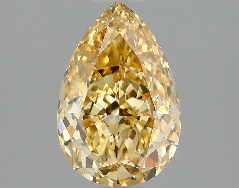 Lab-Grown Pear Diamond - 1.51 Carats, Fancy Intense Yellow Color, VVS2 Clarity - Certified by IGI - Report Number: LG666441629