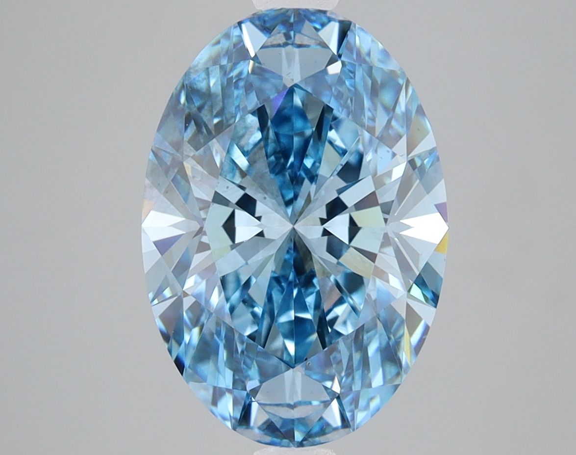 Lab-Grown Oval Diamond - 3.6 Carats, Fancy Vivid Blue Color, VS2 Clarity - Certified by IGI - Report Number: LG588345076