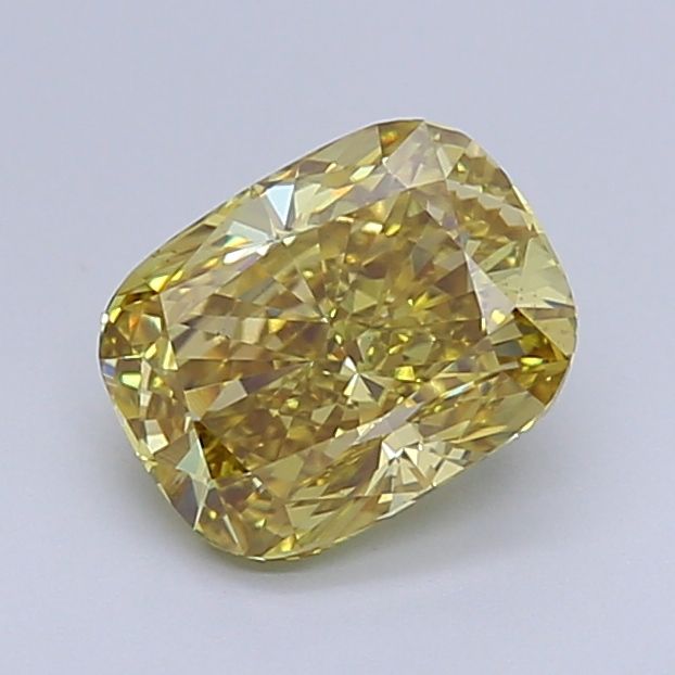 Lab-Grown Cushion Diamond - 1.53 Carats, Fancy Vivid Brownish Yellow Color, VS1 Clarity - Certified by IGI - Report Number: LG654455589