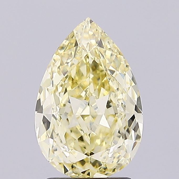 Lab-Grown Pear Diamond - 2.52 Carats, Fancy Yellow Color, VVS2 Clarity - Certified by IGI - Report Number: LG656482059