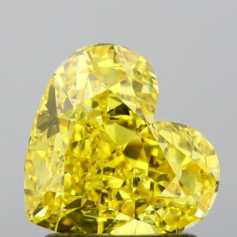 Lab-Grown Heart Diamond - 2.01 Carats, Fancy Vivid Yellow Color, VVS2 Clarity - Certified by IGI - Report Number: LG658470755