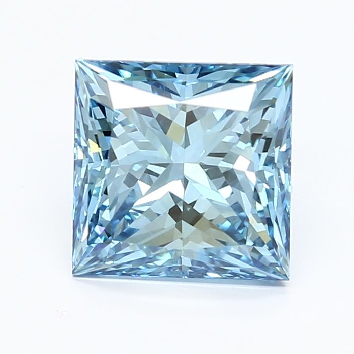 Lab-Grown Princess Diamond - 2.55 Carats, Fancy Vivid Blue Color, VVS2 Clarity - Certified by IGI - Report Number: LG648491407