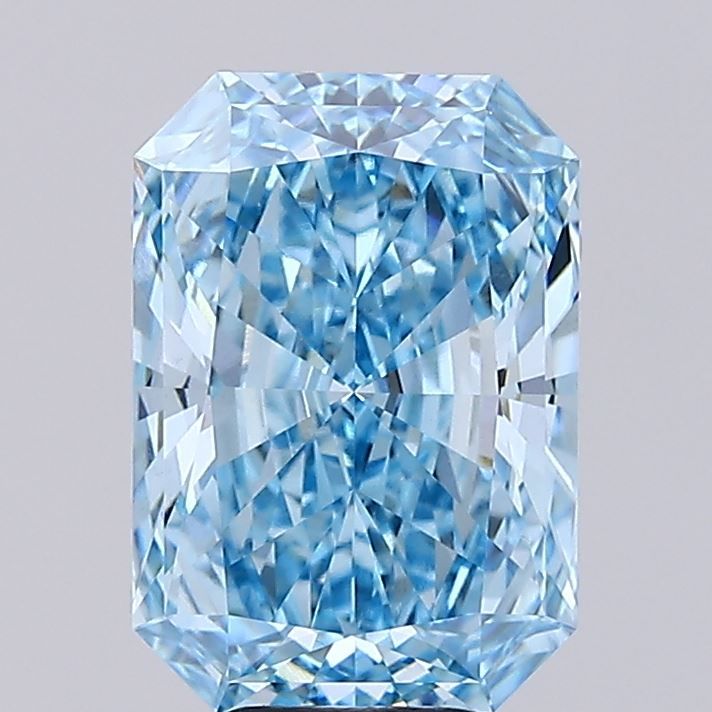 Lab-Grown Radiant Diamond - 6.02 Carats, Fancy Vivid Blue Color, VS1 Clarity - Certified by IGI - Report Number: LG683502789